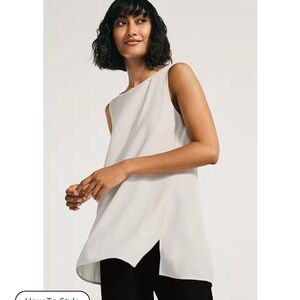NWT Eileen Fisher Bateau Neck Longline Silk Shell Blouse